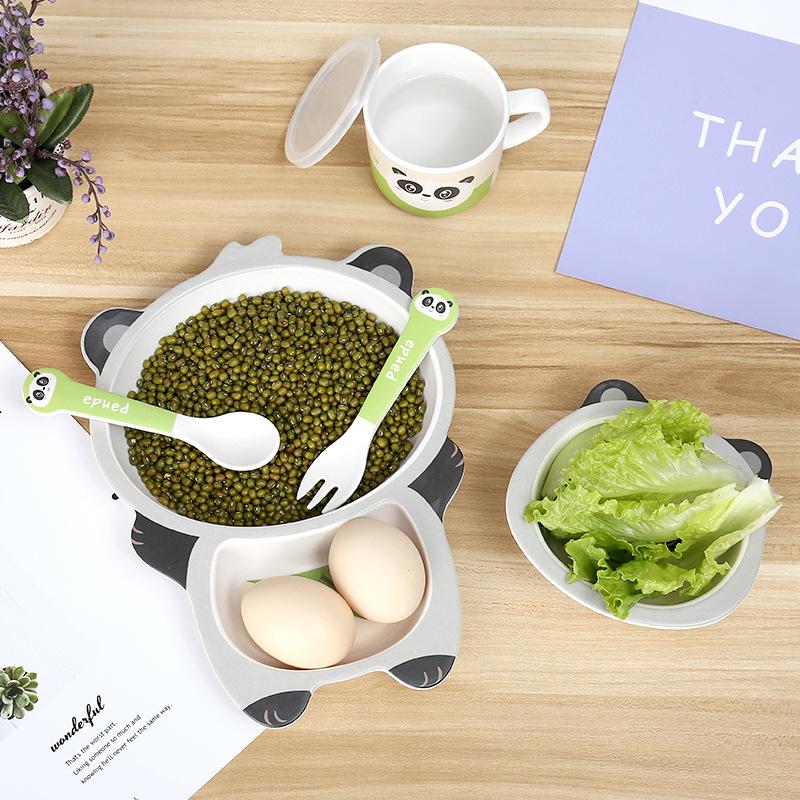 Sợi Tre Bộ Đồ Ăn Trẻ Em Ăn Đĩa Dùng Tiệc Chia Lưới Cho Bé Ăn Sáng Cho Bé Bổ Sung Bát Dĩa Thìa