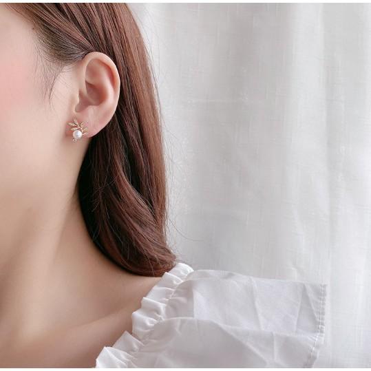 Khuyên Tai Chiếc Lá Đính Đá Cao Cấp, Phong Cách Hàn Quốc, BT11