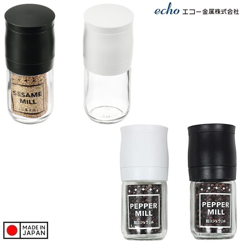 Lọ/ hũ xay tiêu cầm tay thủy tinh Echo Metal - Hàng nội địa Nhật Bản nhập khẩu chính hãng