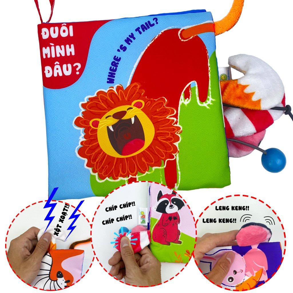 Đồ chơi Pipovietnam - Sách vải tương tác đoán đuôi song ngữ Anh Việt - Đuôi mình đâu 1- Dành cho bé sơ sinh từ 6 thàng