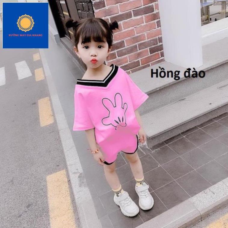 Đồ bộ quần áo thun bé gái, ngắn tay mát mẻ, in mickey, may viền đẹp - Gia Khang