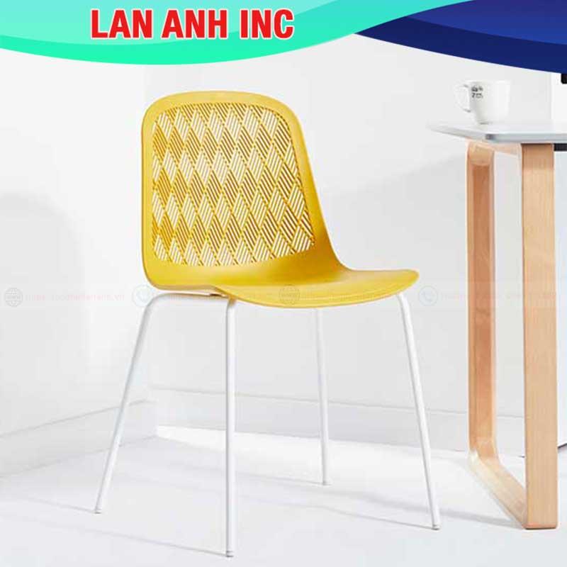 Ghế nhựa cafe văn phòng bàn ăn chân sắt tựa lưng cao đẹp eames LAGE22