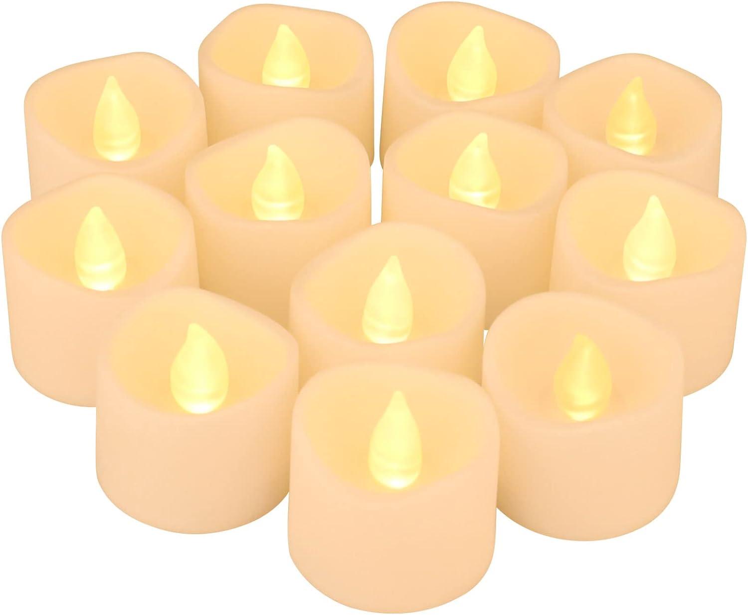 12 Nến LED Tuổi thọ pin 120 giờ, Nến Tealight không cháy, Trang trí theo tâm trạng trong nhà/ngoài trời cho Giáng sinh, Phục sinh, Đám cưới
