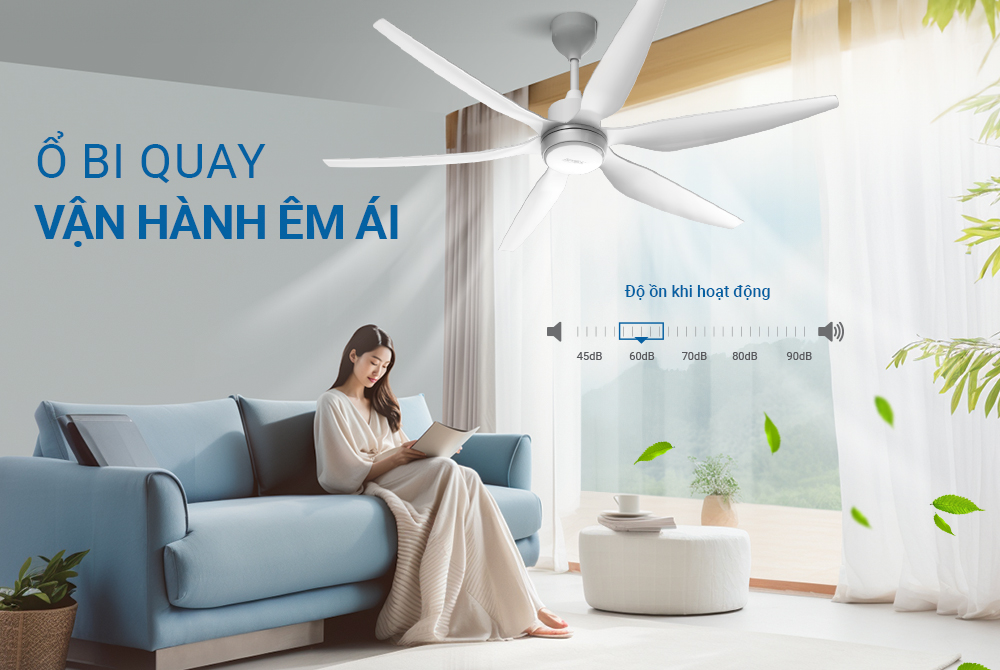 Quạt Trần Đèn Led Sunhouse Apex 6 cánh APF-7696, công suất 57W, cánh quạt sải rộng, điều khiển từ xa, Hàng chính hãng