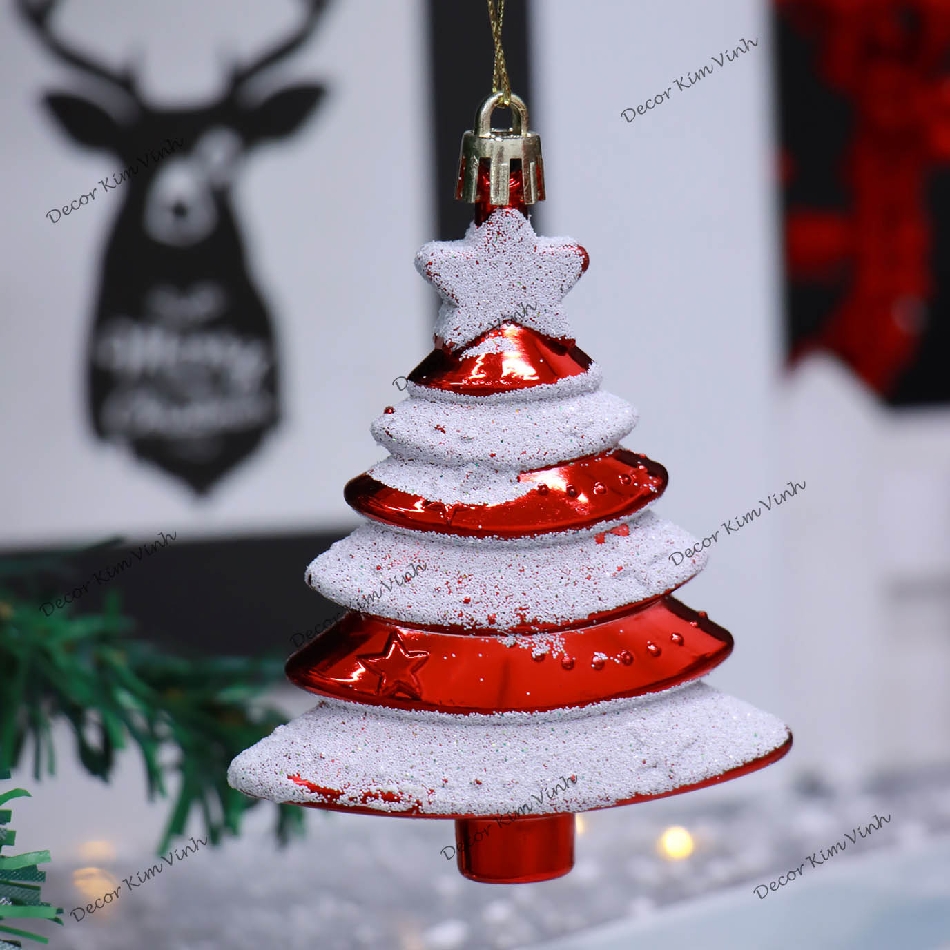 Set 6 Cây Thông Phủ Tuyết E37 Phụ Kiện Treo Cây Thông Noel Phụ Kiện Trang Trí Giáng Sinh