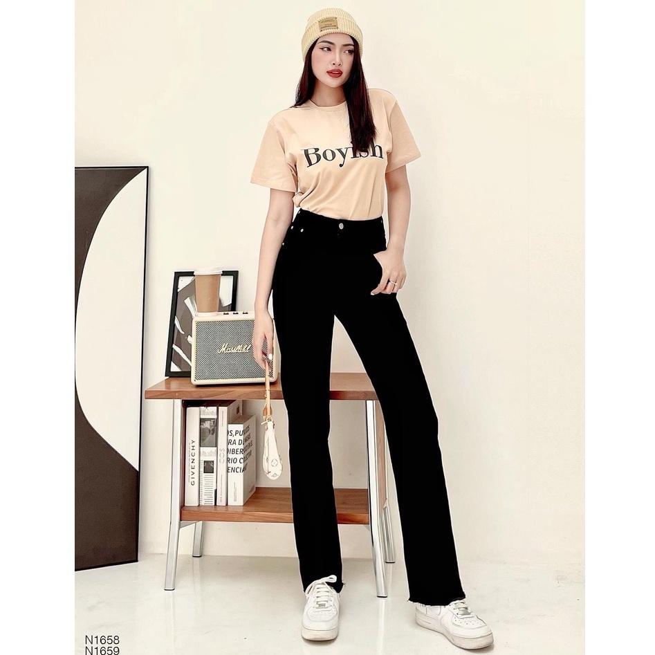 Quần jean nữ lưng cao ống xuông ( đen , trắng ) HDSHOP , quần bò cạp cao ống đứng skinny jeans thời trang