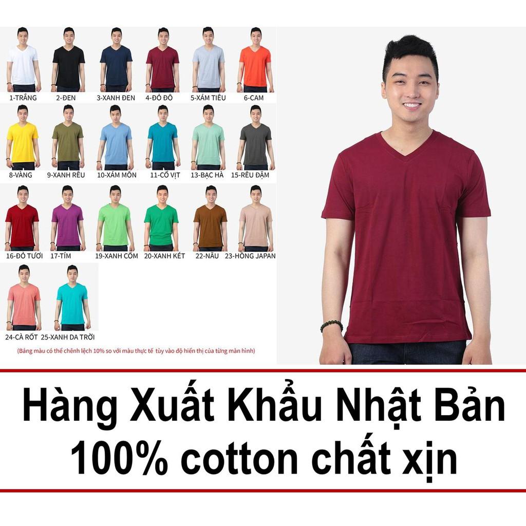 Áo thun nam trơn cổ tim Gold Rhino 100% cotton, áo phông nam trơn đa dạng 22 màu sắc, hàng xuất khẩu Nhật Bản - BB Shop