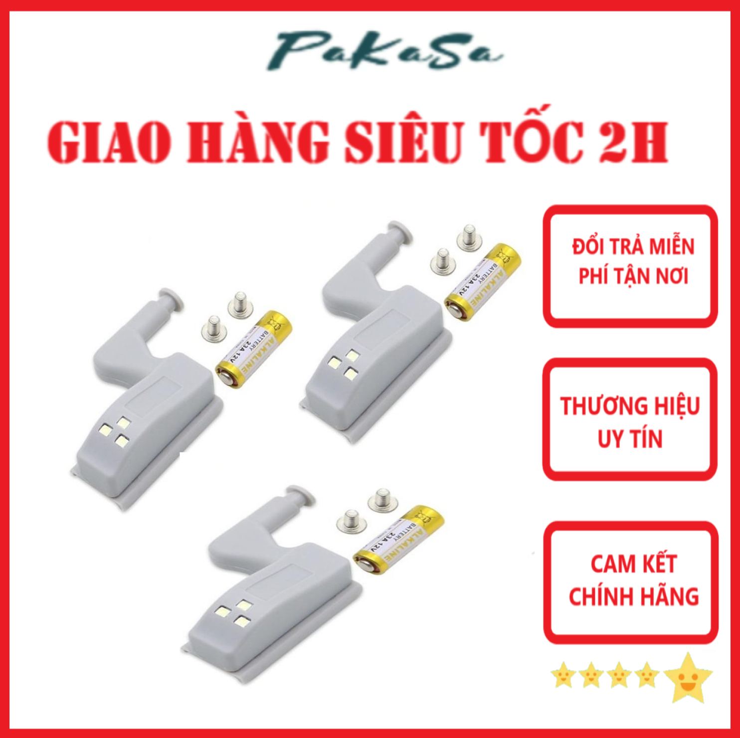 Bộ 3 Đèn 3 LED Gắn Tủ Quần Áo Tặng Kèm Pin - Hãng Chính Hãng