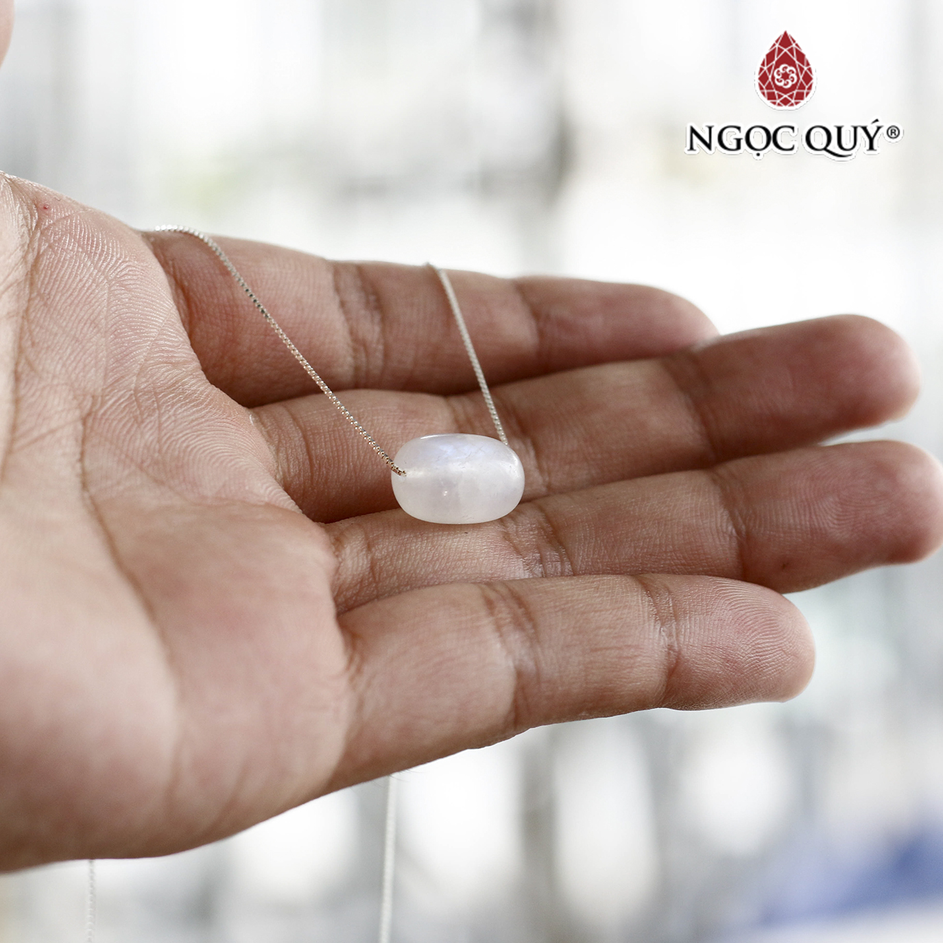 Dây chuyền đá mặt trăng 13x10mm - Ngọc Quý Gemstones