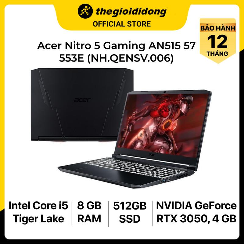 Laptop Acer Nitro 5 AN515 57 553E i5 11400H/8GB/512GB/4GB RTX3050/15.6"F/144Hz/Win11/Đen - Hàng chính hãng