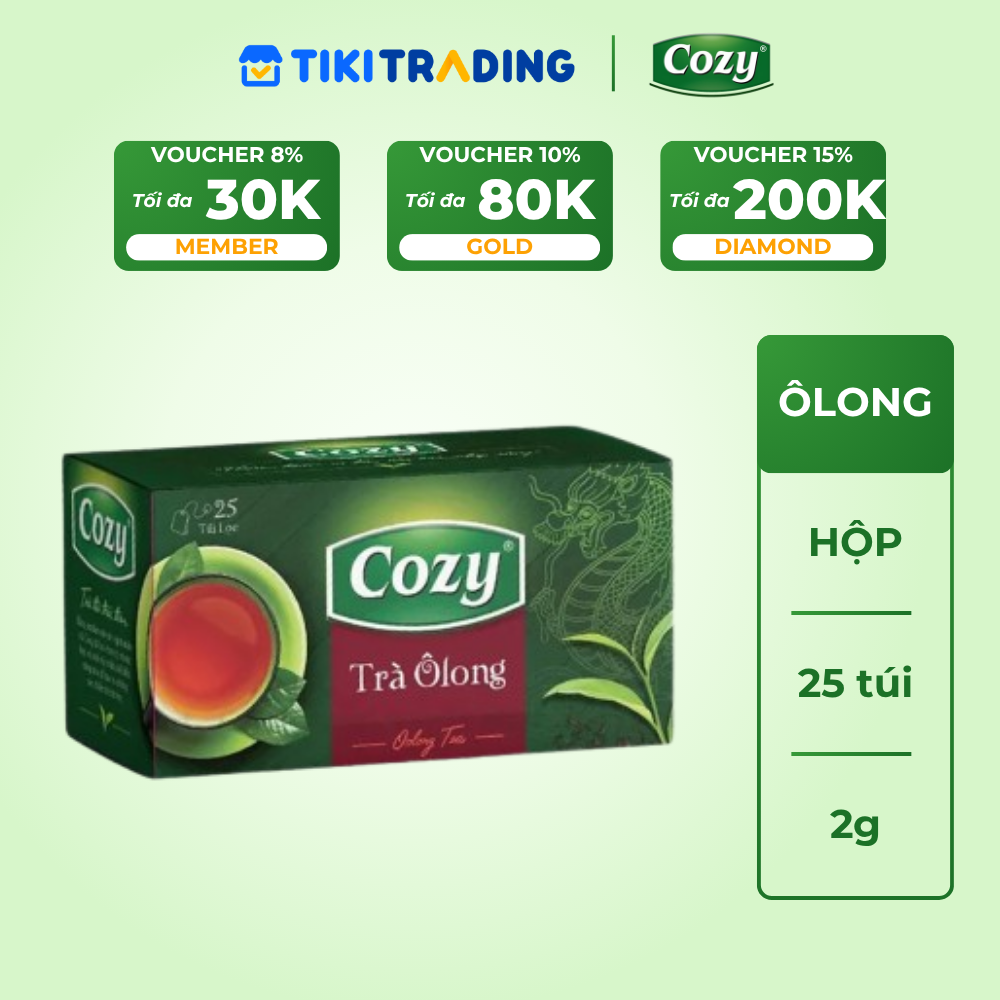 Cozy Trà Cozy túi lọc Ô Long 25 túi x 2g Hộp