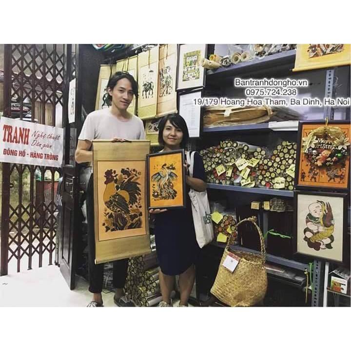 Tranh Đông Hồ Thiên hạ thái bình - Con công - Tranh Đông Hồ Biểu Lụa