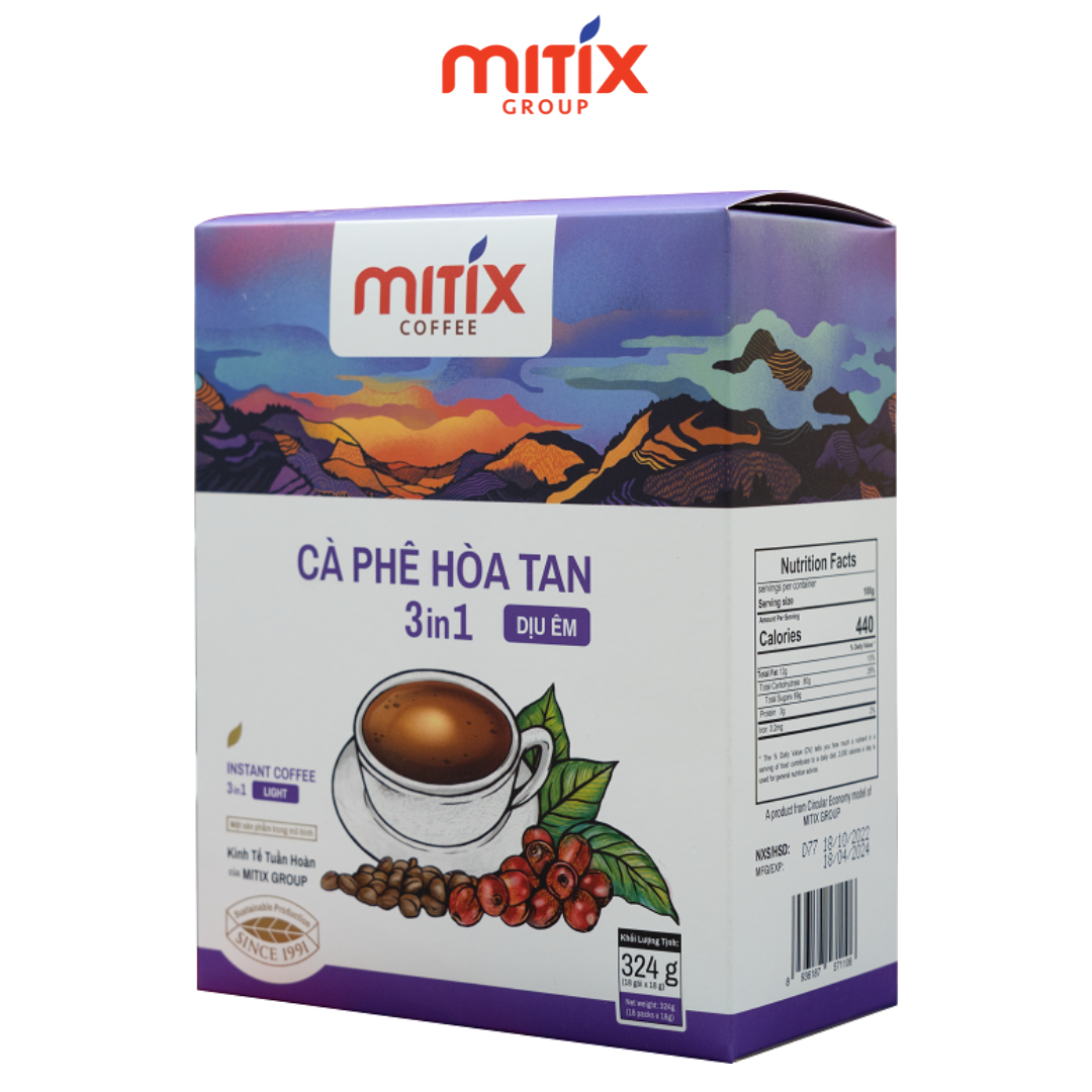 Cà phê hòa tan 3in1 Mitix Dịu êm loại 324g