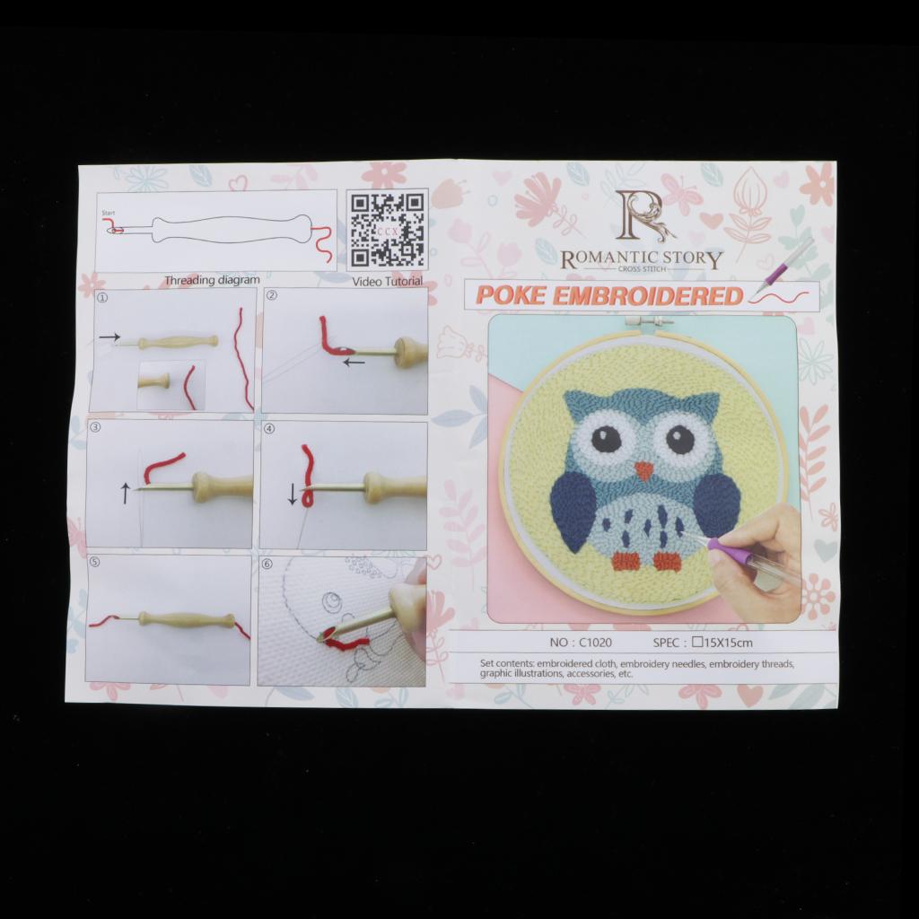 3Set Animal Pattern Punch Needle Embroidery Kits Punch Needle Pen DIY Needlework