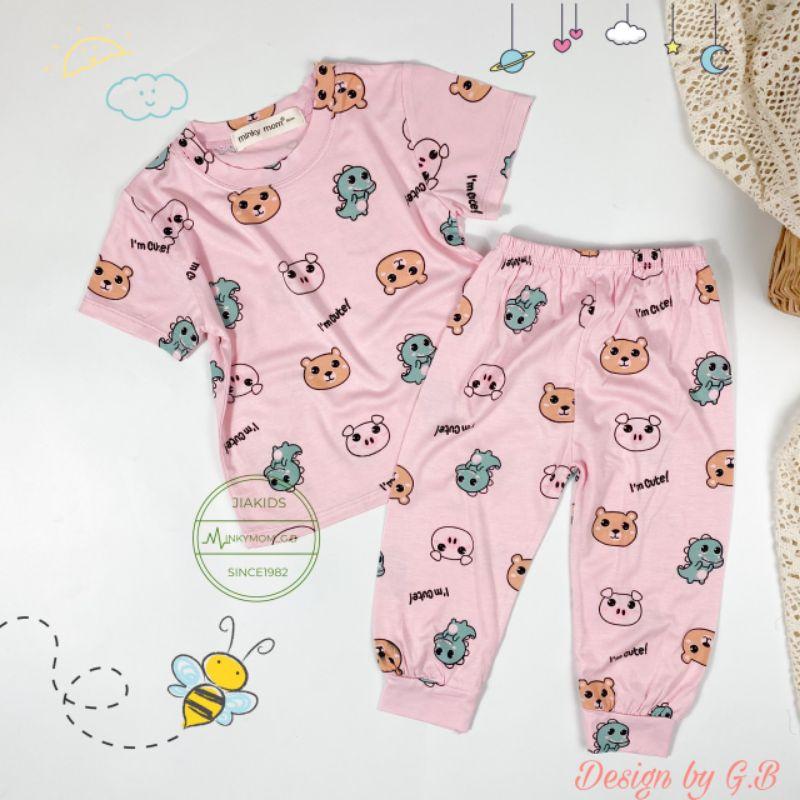Bộ cộc tay quần alibaba thun lạnh Minky Mom màu trơn cho bé trai bé gái từ 5-19kg