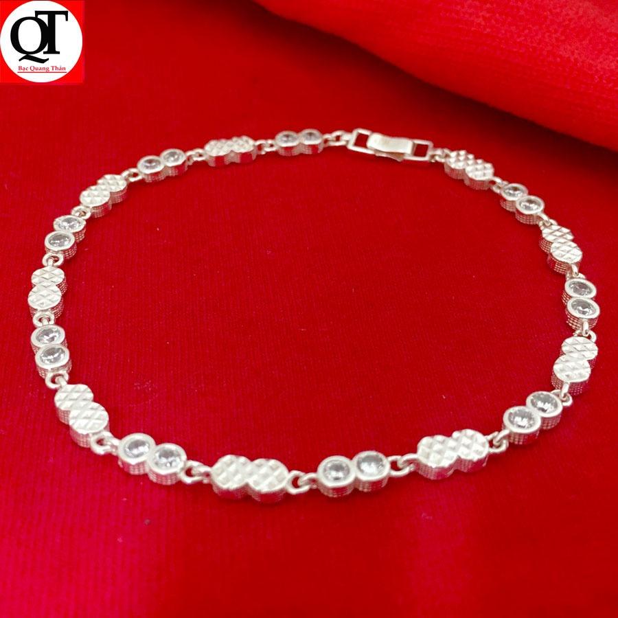 Lắc tay nữ bạc ta bản nhỏ dễ thương gắn đá cobic cao cấp trang sức Bạc Quang Thản - QTLTNU15