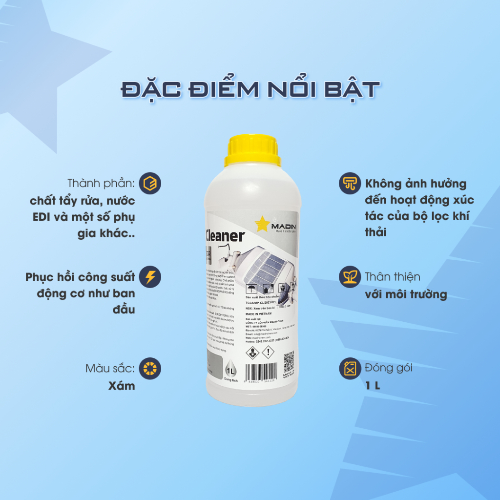 Dung Dịch Vệ Sinh Bầu Lọc Khí Thải Ô tô Madin Cleaner 1L công nghệ của Đức