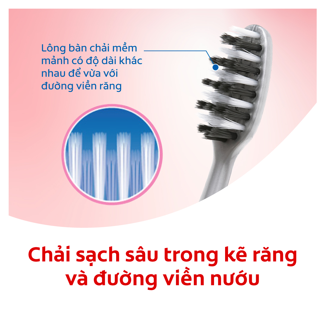 Bộ 3 Bàn chải Colgate Slimsoft Between Charcoal lông chải mềm mảnh xen sợi phủ than hoạt tính