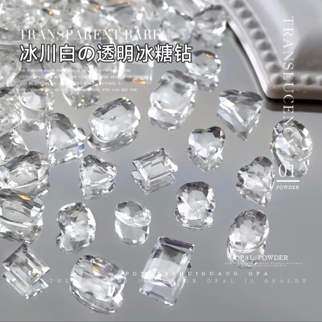 Đá Khối Nail Thủy Tinh 50 Viên, Chân Vàng Đính Móng Sang Trọng, Mix Nhiều Mẫu Sáng Bóng, Làm Nail Độc Đáo Cho Nàng