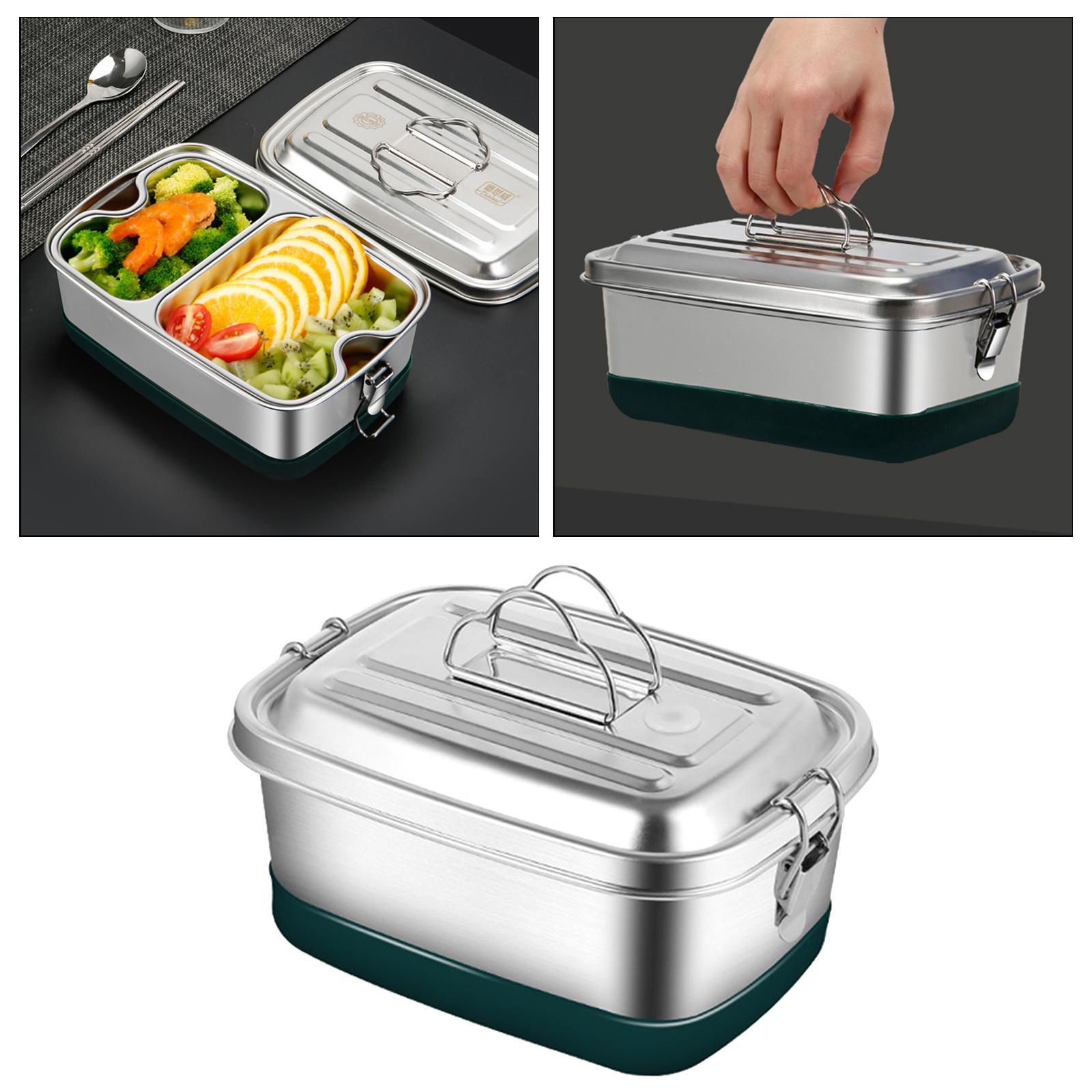 2X 304 Stainless Steel Bento Box Lunch Box Food Container 1200ml