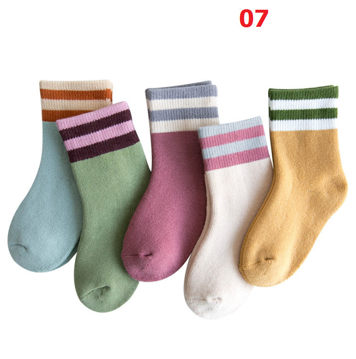 Tất Cho Bé Gái - Set 5 Đôi Tất Cổ Cao Bé Gái Từ 1 Đến 12 Tuổi Chất Cotton Cao Cấp Hàng Xuất Khẩu Nhiều Màu Lựa Chọn