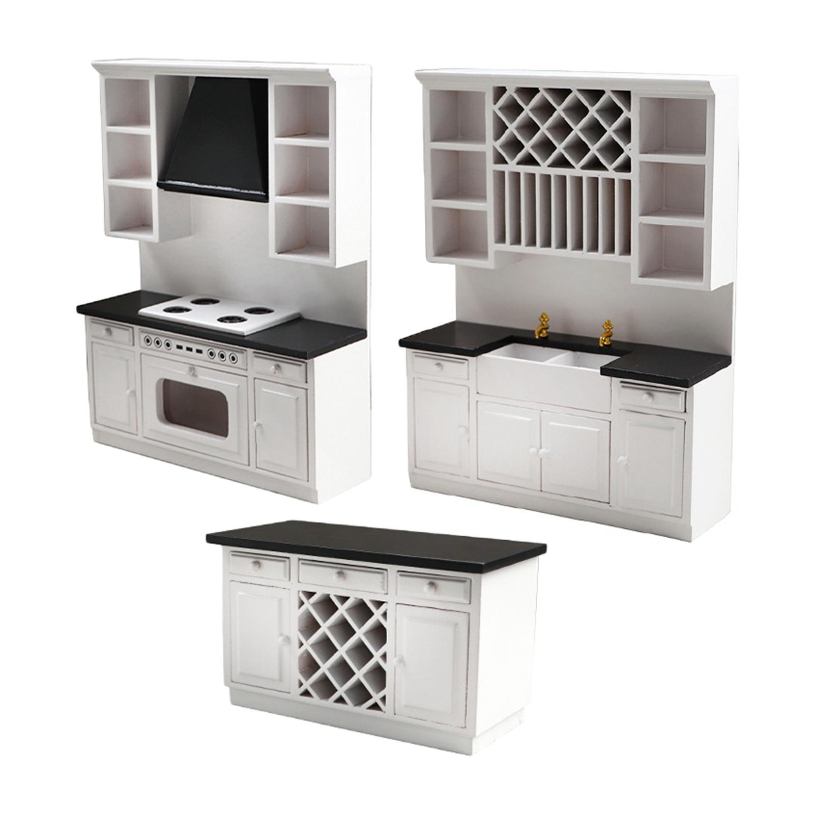 Wooden Dollhouse Kitchen Cabinet Dollhouse Decoration Dollhouse Kitchen Furniture