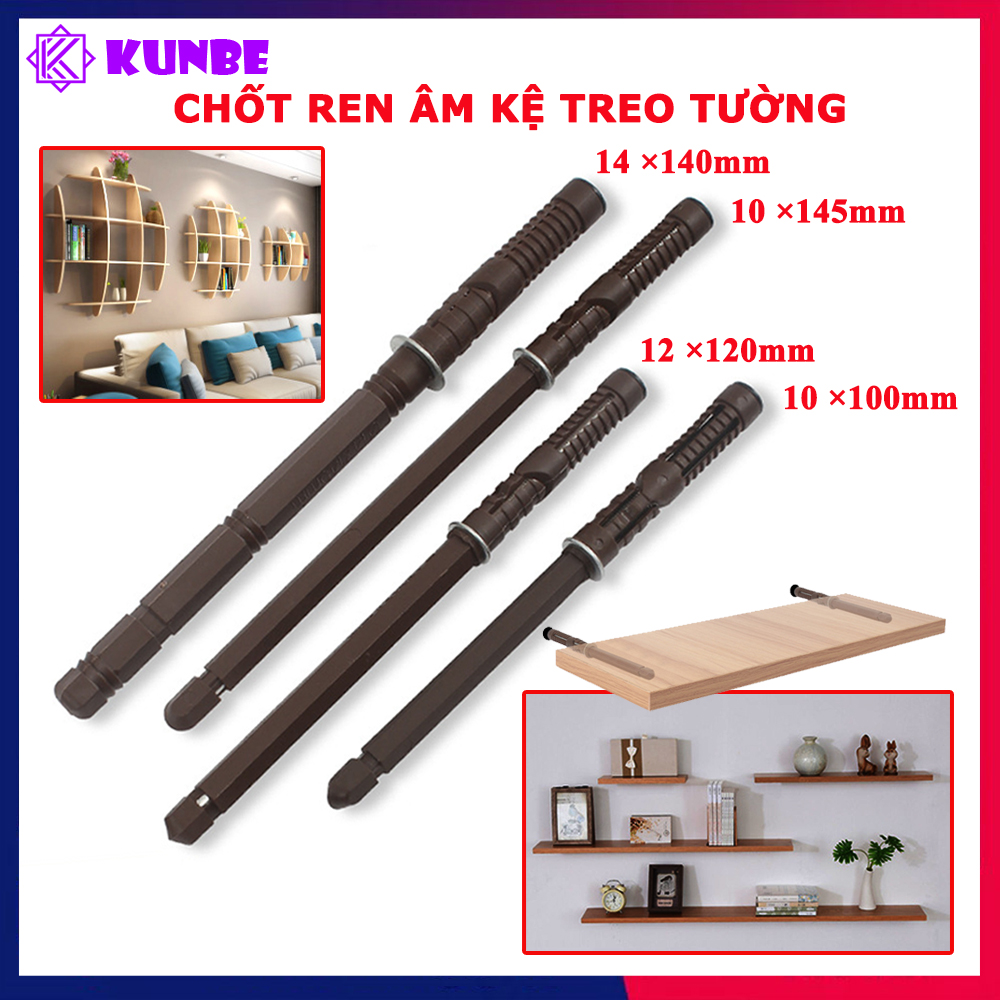 Chốt Ren Âm Kệ Treo Tường KUNBE Nhiều Kích Thước Phù Hợp Treo Kệ Tường, Kệ Gỗ Tivi Mà Không Lộ Vít