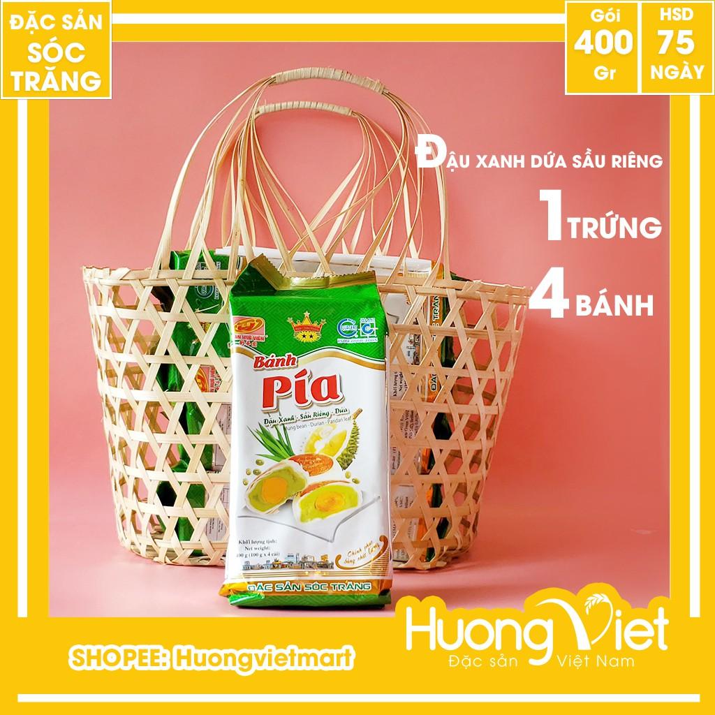 Bánh pía lá dứa sầu riêng trứng muối 400g, bánh pía Tân Huê Viên vị dứa thơm ngon