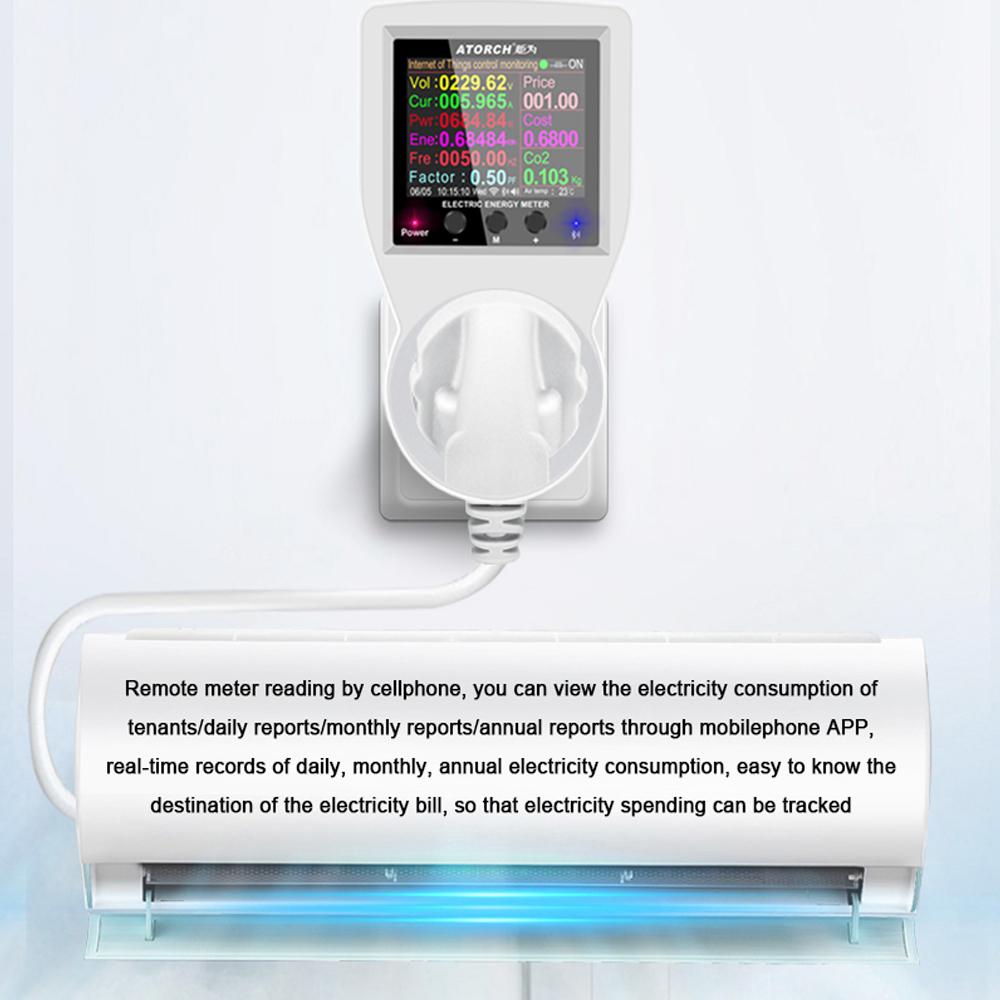 BT Version Intelligent Power Socket Electricity Power Monitor Multi-energy Alternating Current Meter 2.4 inch LCD Color Screen Computers Mobilephone APP Remote Controlling Device