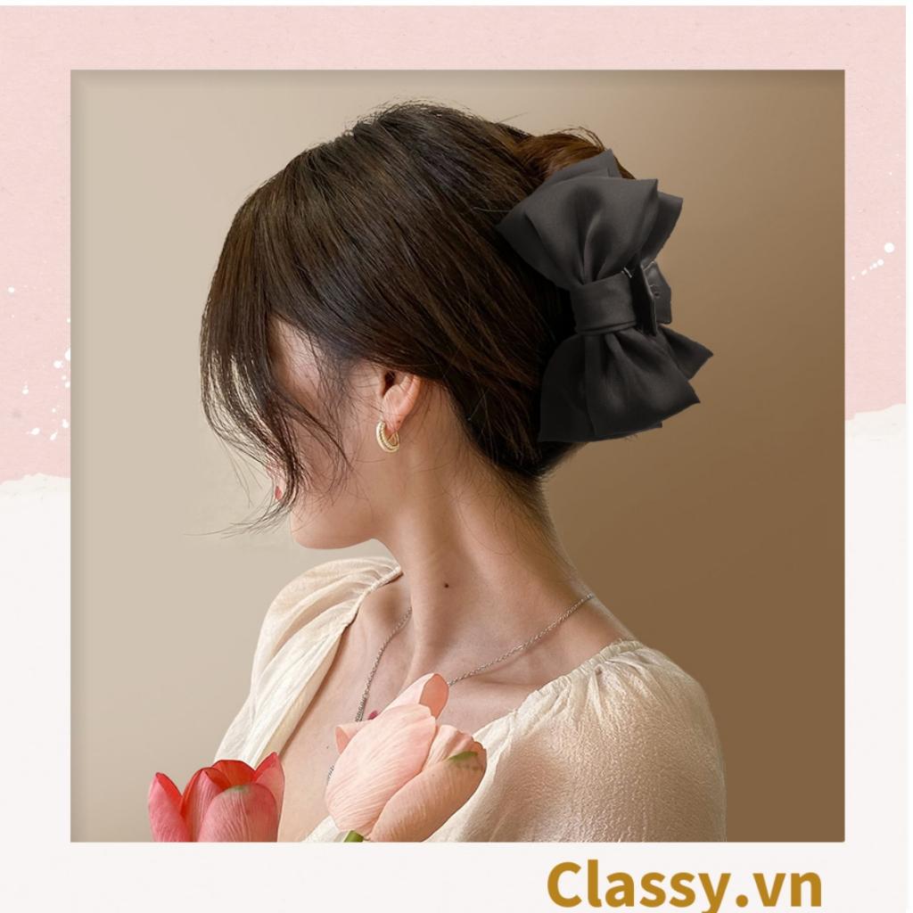 Kẹp càng cua, kẹp tóc Classy  đính nơ bảng lớn, dễ tạo kiểu, không gây rụng tóc PK1554