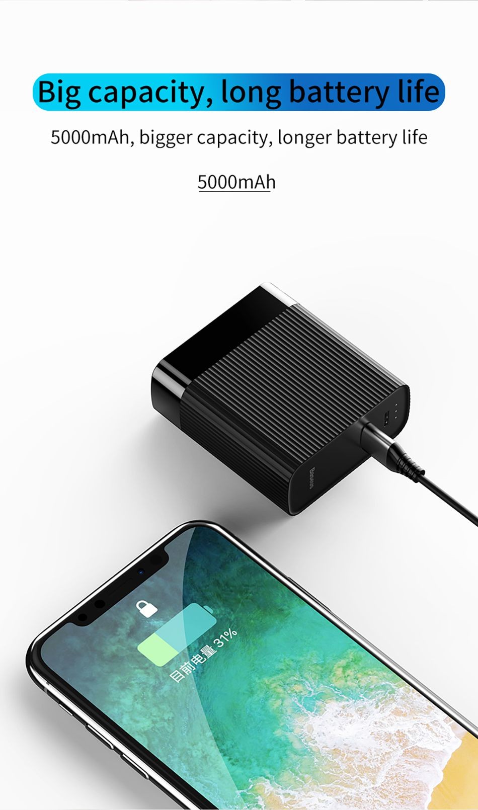 Cốc sạc kiêm sạc dự phòng 5000mAh 15W Type C PD 3.0 USB Q.C 3.0 Baseus Power station Travel - Hàng Chính Hãng