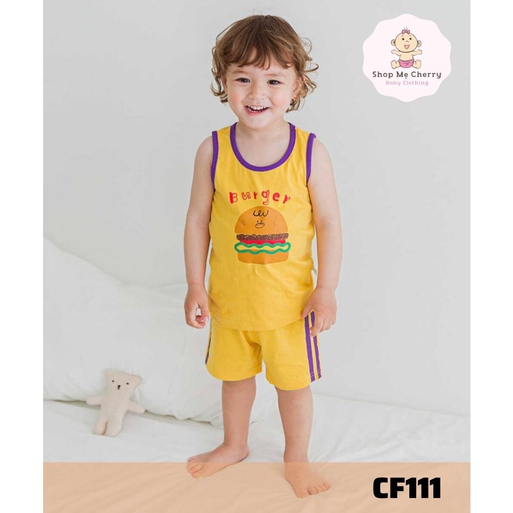 BỘ BA LỖ CAO CẤP BÉ TRAI NỘI ĐỊA HÀN, CHẤT COTTON ORGANIC, MẪU HAMBERGER