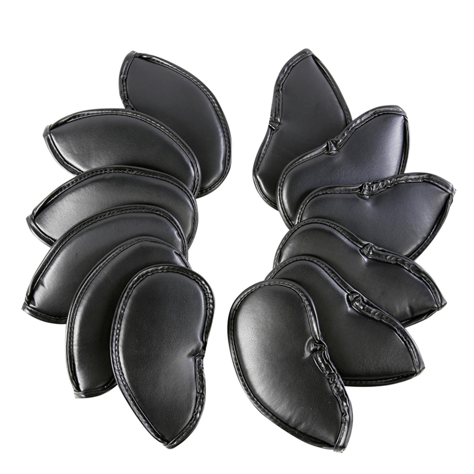 12 Pieces Golf Iron Headcover Set Premium PU Leather Golf Club Head Covers