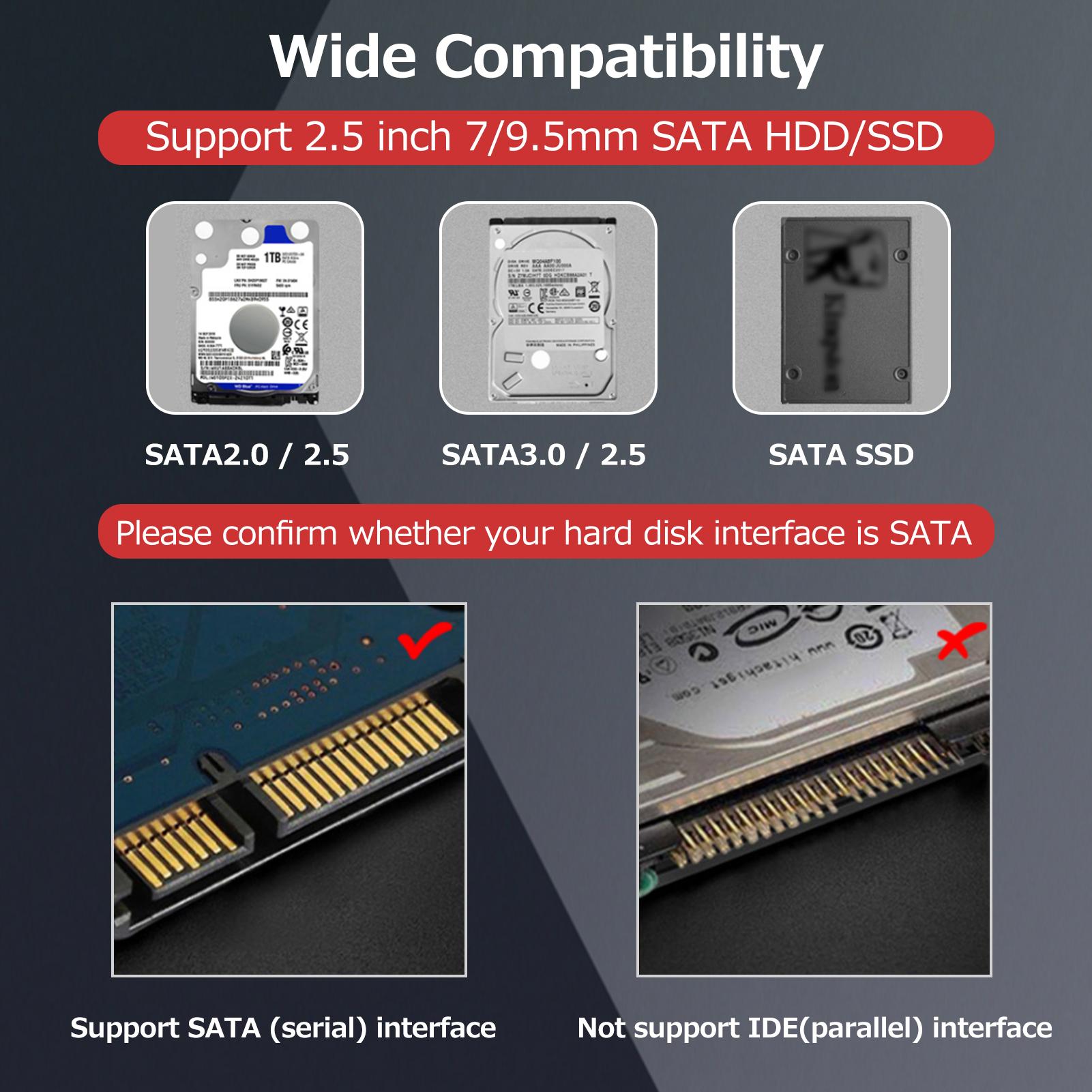 USB3.0 Portable Hard Disk Case 2.5 inch External SATA HDD/SSD Enclosure USB3.0 High-speed Transmit Aluminum Alloy Shell