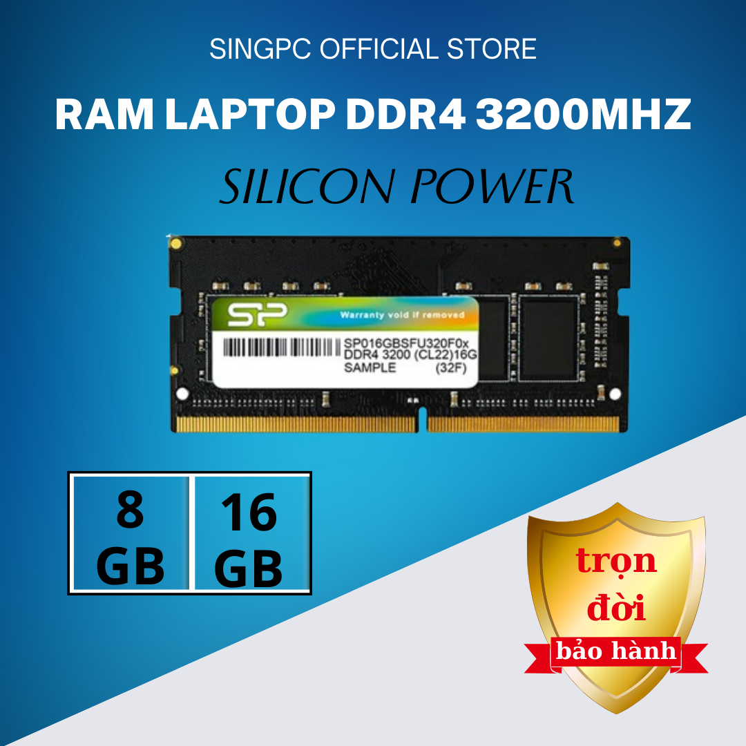 RAM Laptop Silicon Power 8GB 16GB DDR4 3200MHz CL22 SODIMM - Hàng chính hãng