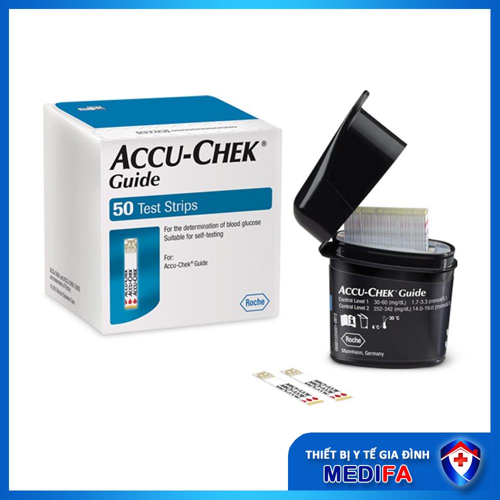 Que Thử Đường Huyết Accu-Chek Guide Có Nắp Nhựa Bảo Hiểm Hút Ẩm Cho Que, Đầu Thấm Máu Lớn, Chính Hãng Roche