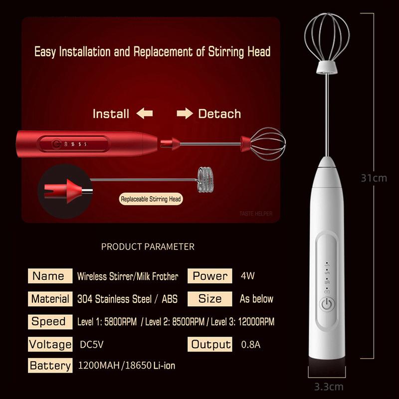 Điện Máy Trộn Cầm Tay Sữa Foame Máy Làm Với 2 Đồng Hồ Nam Dây Thép Không Gỉ Cỏ Roi Mini 3 Tốc Độ Máy Khuấy Cà Phê Latte Cappuccino trứng Mix