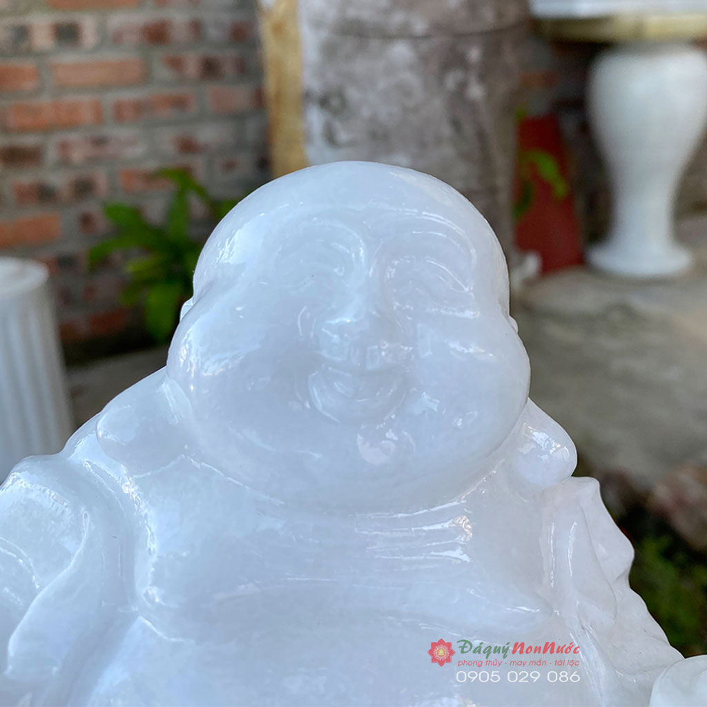 Tượng Phật Di lặc đá trắng 12cm - đá Non Nước