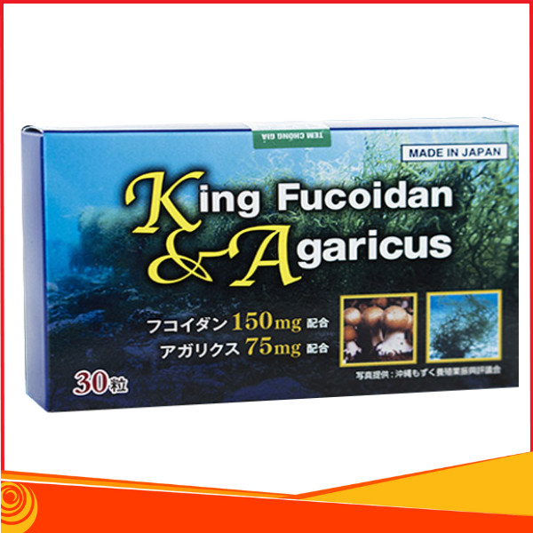 KING FUCOIDAN & AGARICUS viên uống Tpbvsk - Tăng Hệ Miễn Dịch, Đẩy Lùi Ung Thư, Chuẩn Nhật Bản, Hộp/30 Viên