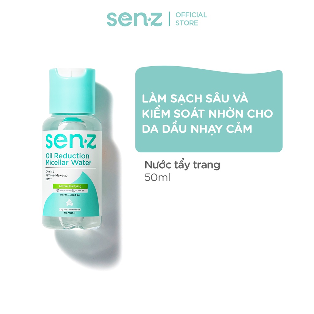 [TRAVEL SIZE 50ML] Nước Tẩy Trang Micellar Water Khổ Qua Dành Cho Da Dầu Mụn SenZ Oil Reduction