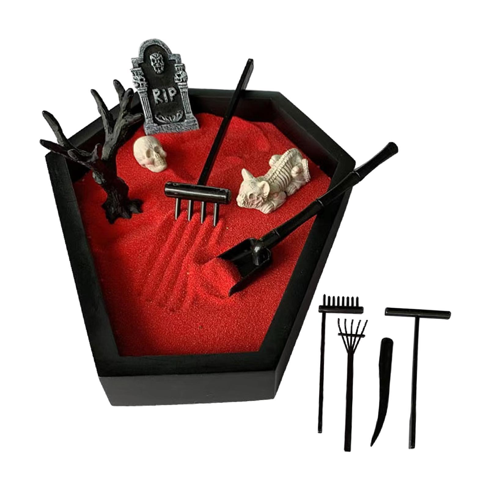 Tray Garden with Sand Spooky Goth Halloween Decor for Tables Desk Home