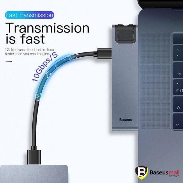 BaseusMall VN Hub chuyển Baseus Thunderbolt C Pro 7 in 1 Smart Hub cho Macbook Pro - Hàng chính hãng