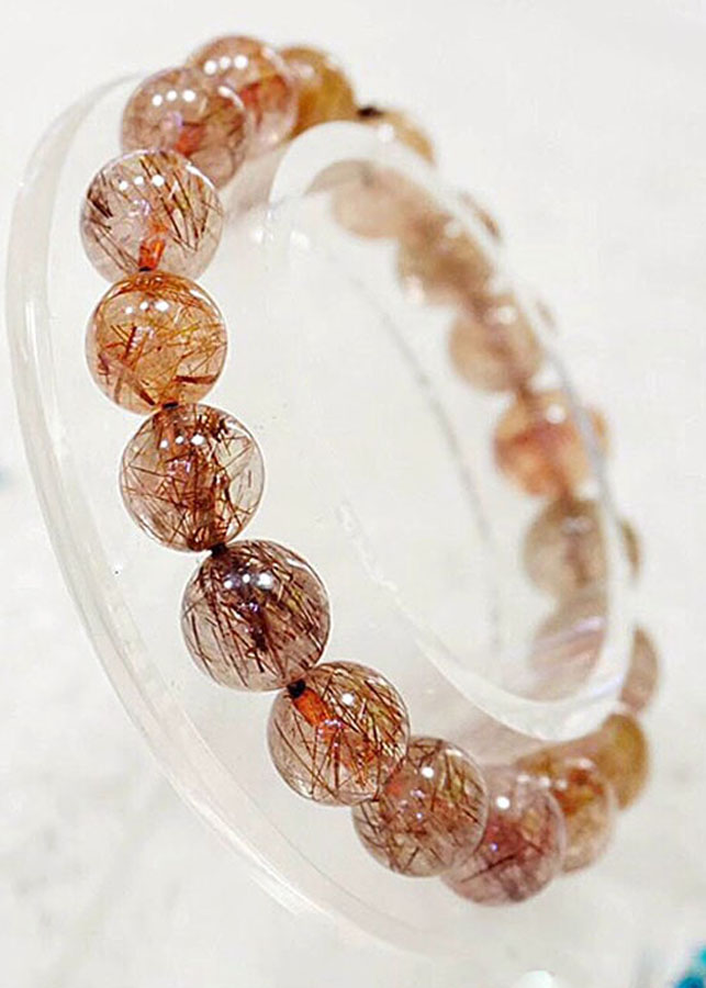 Vòng Tay Phong Thủy Đá Thạch Anh Tóc Đỏ Kim Tiền Jewelry - Hợp Mệnh Hỏa, Mệnh Thổ - Viên Đá Của Nhiệt Huyết - Nguồn Năng Lương Dồi Dào