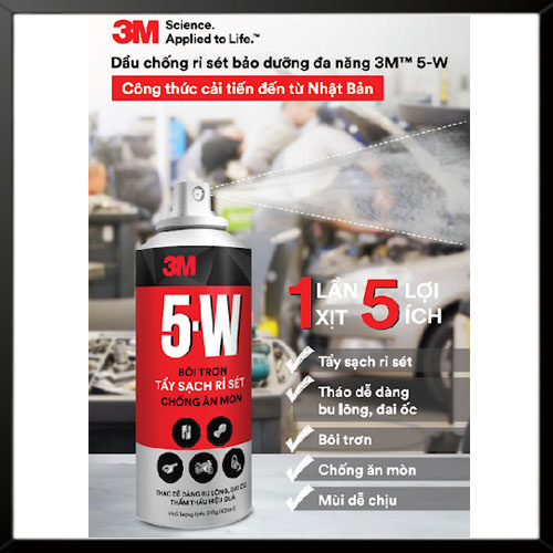 Chai Tẩy Rỉ Sét Và Bôi Trơn 3M 5-W - Hàng chính hãng - Tẩy sét, bôi trơn các loại ổ khóa, khe cửa lùa, đẩy nước ra khỏi ổ khóa xe, bugi, công tắc ôtô xe máy sau khi rửa xe, ngập nước.
