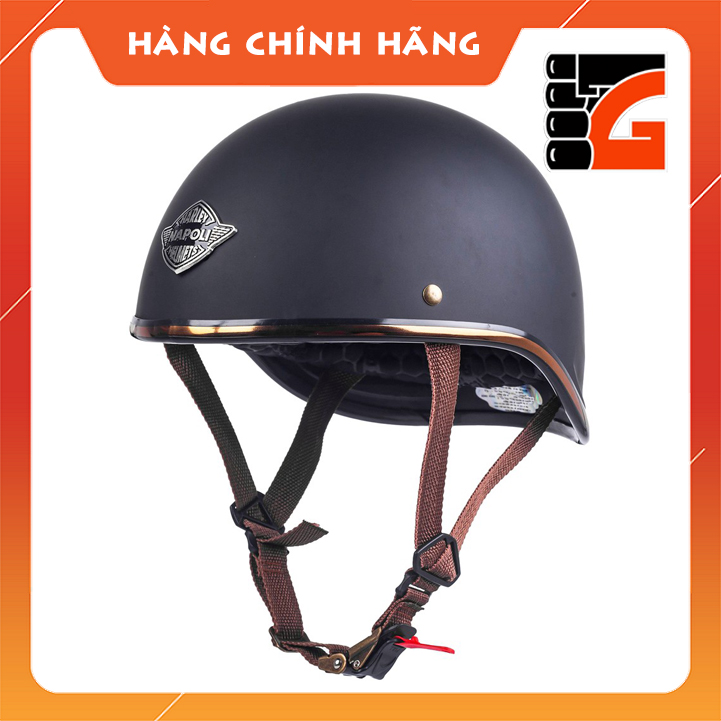 Mũ Bảo Hiểm ½ Đầu NAPOLI GANGSTER - Màu Đen Nhám Free Size (55 -58CM)