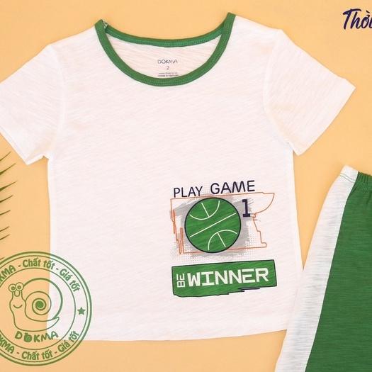 Bộ cộc tay bé trai 2-6 tuổi hình vợt tennis, Bộ hè cho bé hình ngộ nghĩnh vải cotton xước co giãn tốt thấm hút mồ hôi tốt