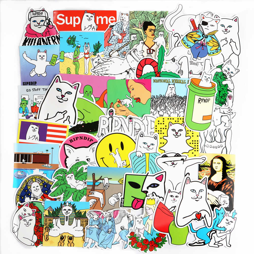 Set 30-100 Sticker Mèo RIPNDIP hình dán có ép lụa