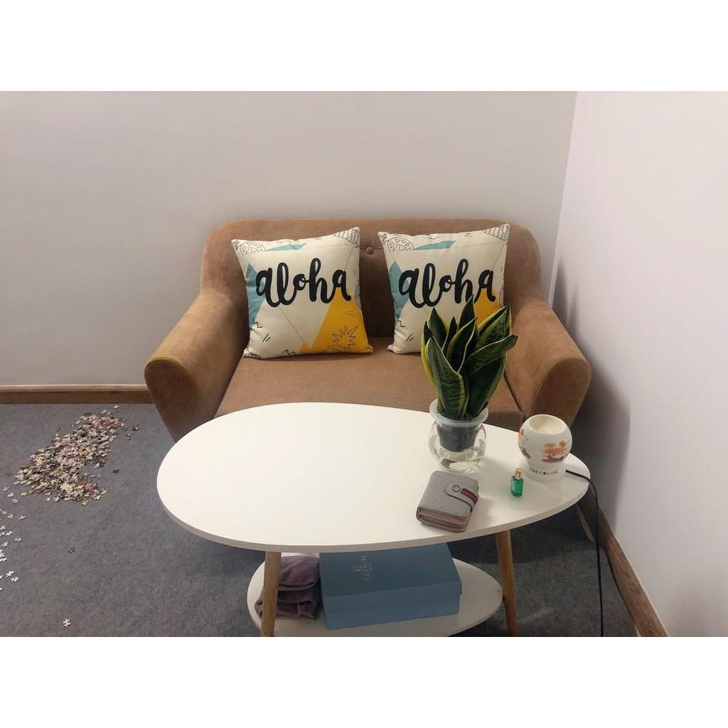 Bàn trà/sofa hình Trứng 2 tầng phong cách Bắc Âu