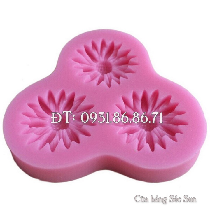 Khuôn silicon 3 hoa cúc - Mã số 1049