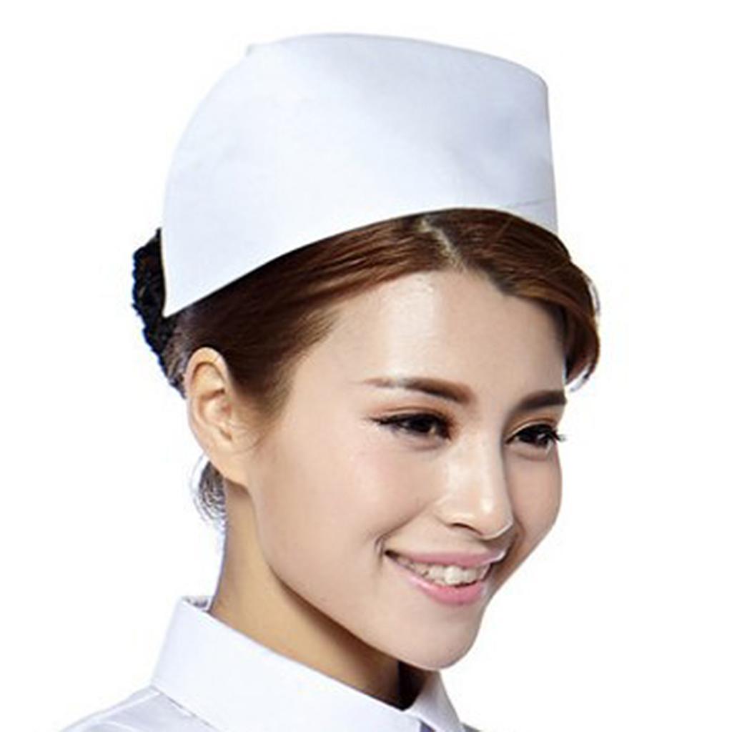 Ladies Women Nurse Hat Fancy Dress Adult Costume Party Accessory, Pack of 2, 1pc Thick + 1pc Thin